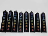8 Pieces Large 7 Chakras Black Obsidian Tower -Wholesale Crystals