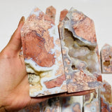 17 Pieces High Quality Pink Flower Agate Druzy Geode Four-sided Tower -Wholesale Crystals