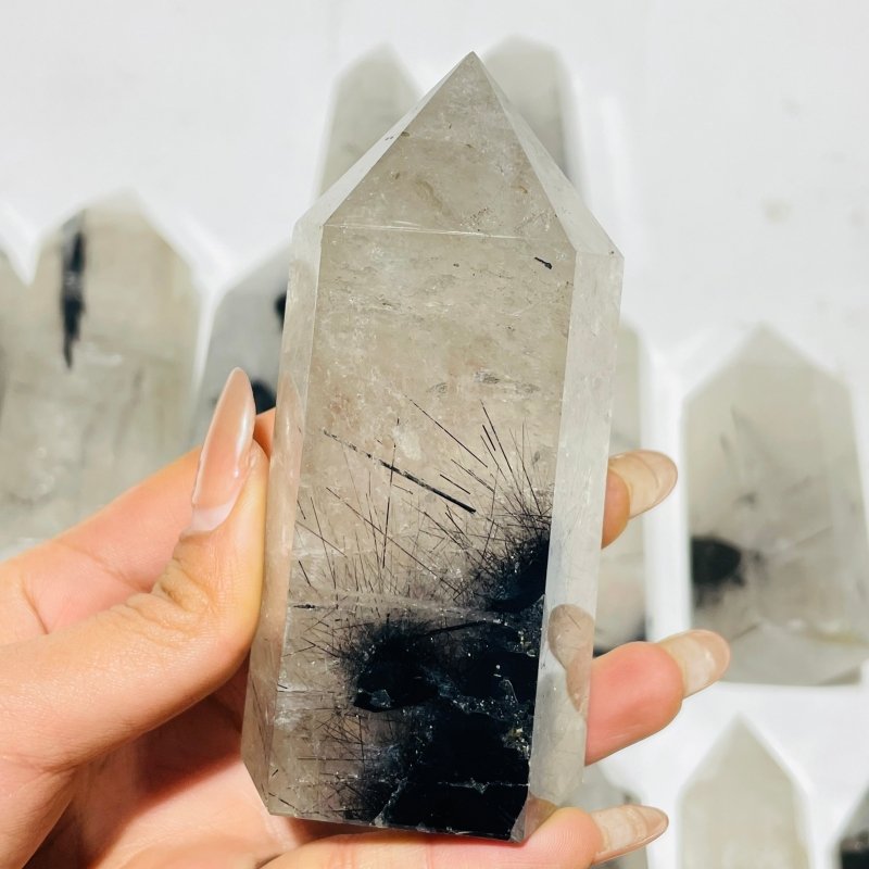 18 Pieces Large Black Tourmaline Clear Quartz Tower - Wholesale Crystals