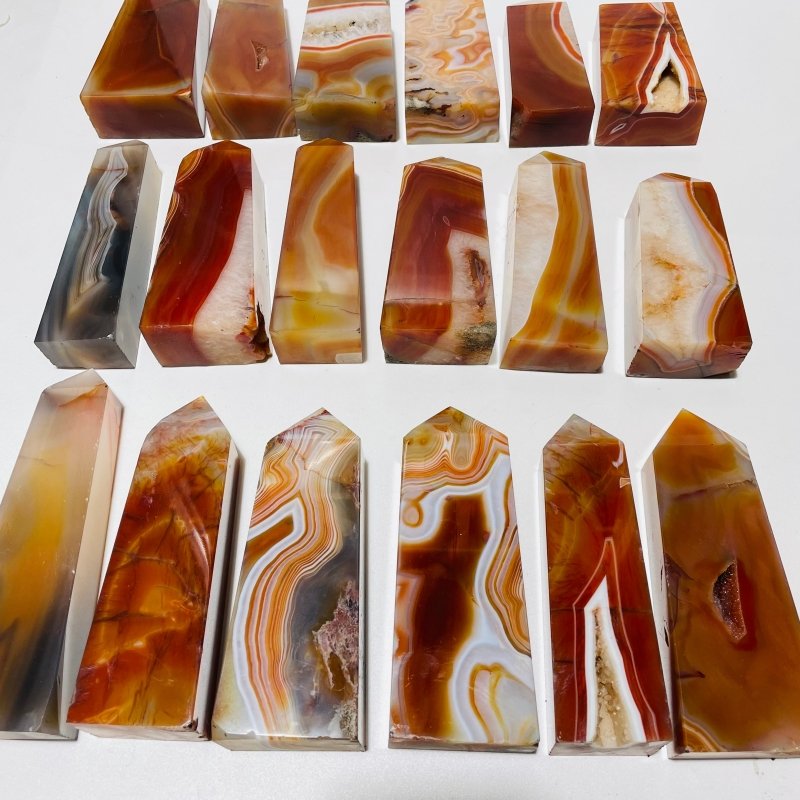 18 Pieces Natural Carnelian Four-Sided Points -Wholesale Crystals