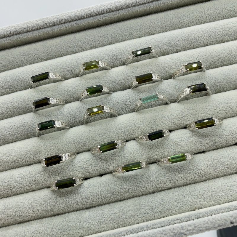 18 Pieces Sterling Silver High Grade Tourmaline Ring -Wholesale Crystals