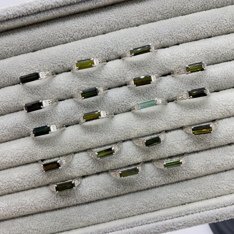 18 Pieces Sterling Silver High Grade Tourmaline Ring -Wholesale Crystals