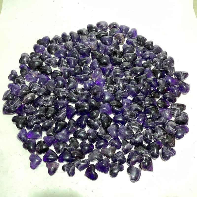 190 Pieces High Quality Deep Purple Chevron Amethyst Heart - Wholesale Crystals