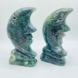 2 Pieces Beautiful Moss Agate Moon Face -Wholesale Crystals