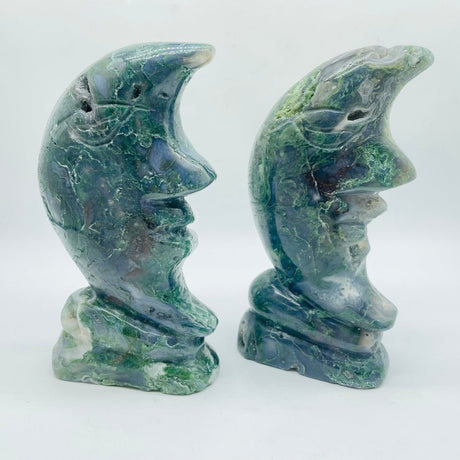 2 Pieces Beautiful Moss Agate Moon Face -Wholesale Crystals