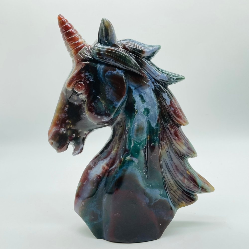 2 Pieces High Quality Ocean Jasper Unicorn Carving -Wholesale Crystals