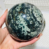 2 Pieces Large Green Sea Ocean Jasper Spheres - Wholesale Crystals