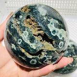 2 Pieces Large Green Sea Ocean Jasper Spheres - Wholesale Crystals
