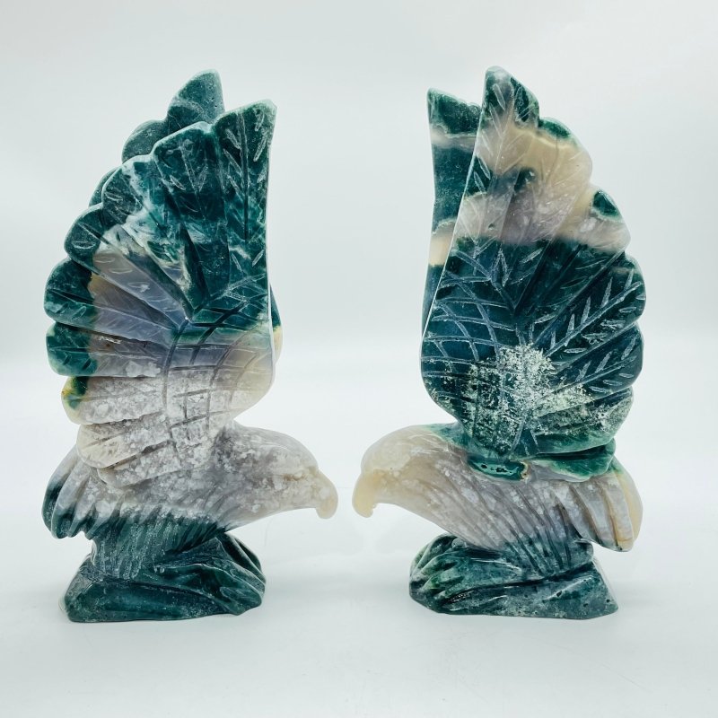 2 Pieces Ocean Jasper 1 Pair Eagle Carving -Wholesale Crystals