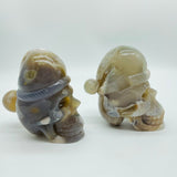 2 Pieces Sakura Flower Agate Christmas Hat Skull Carving -Wholesale Crystals