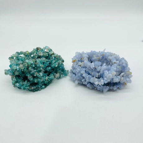 2 Types Chip Bracelet Wholesale Blue Lace Agate Translucent Clear Apatite -Wholesale Crystals
