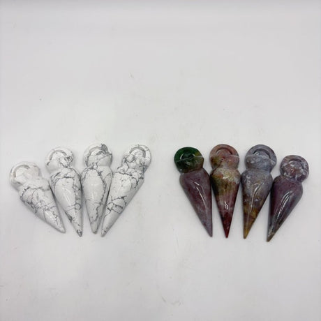 2 Types Spiral Goddess Carving Wholesale Howlite Ocean Jasper -Wholesale Crystals