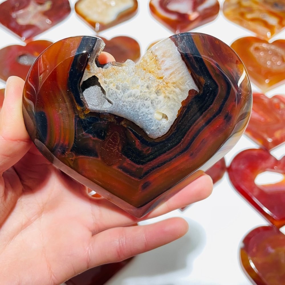 20 Pieces Large Carnelian Druzy Geode Heart -Wholesale Crystals