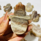 21 Pieces Beautiful Moonstone Mixed Sunstone Hamsa Hand Carving -Wholesale Crystals