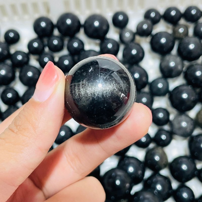217 Pieces Gold Sheen Obsidian Mixed Silver Sheen Obsidian Spheres -Wholesale Crystals
