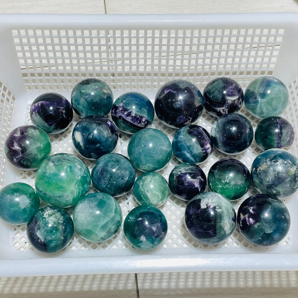 24 Pieces Feather Fluorite Sphere Ball -Wholesale Crystals