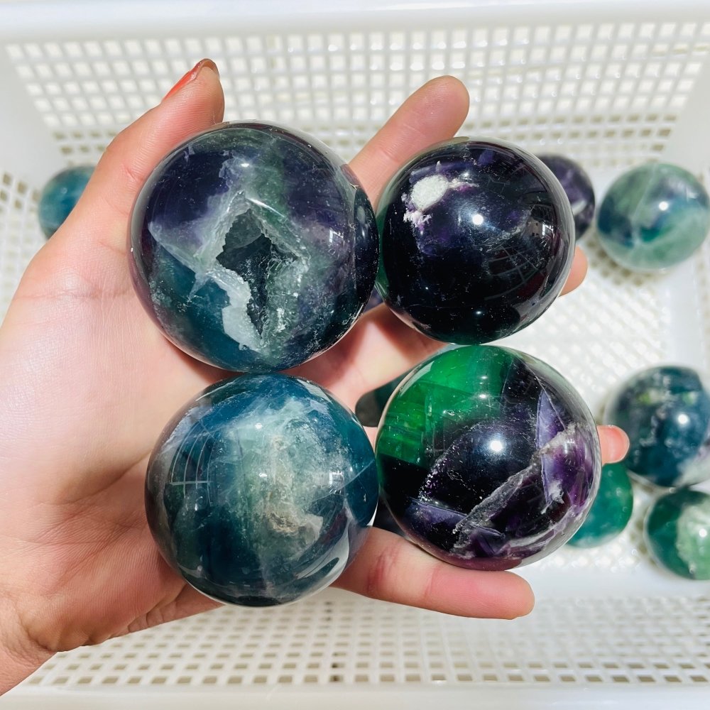 24 Pieces Feather Fluorite Sphere Ball -Wholesale Crystals