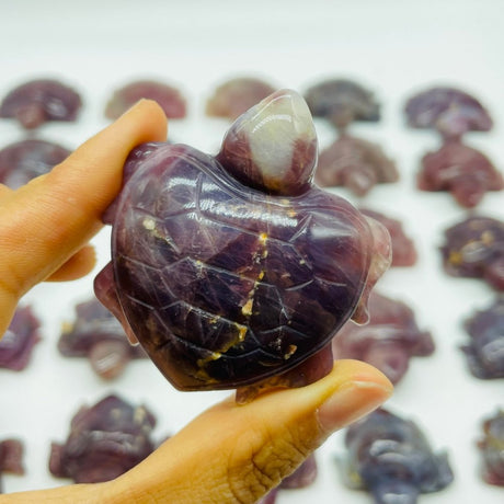 24 Pieces High Quality Purple Rose Quartz Turtle Carving -Wholesale Crystals