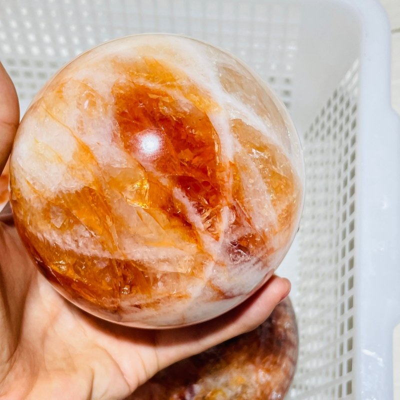 3 Pieces Large Red Fire Quartz Spheres -Wholesale Crystals