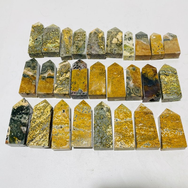 27 Pieces 8th Vein Yellow Ocean Jasper Four-Sided Points -Wholesale Crystals