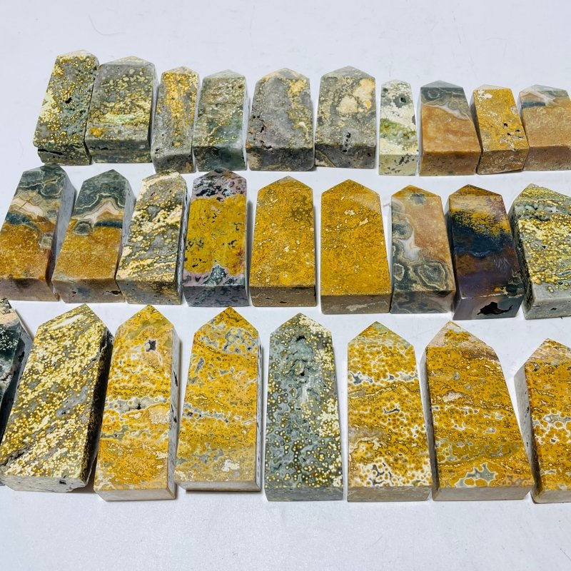 27 Pieces 8th Vein Yellow Ocean Jasper Four-Sided Points -Wholesale Crystals