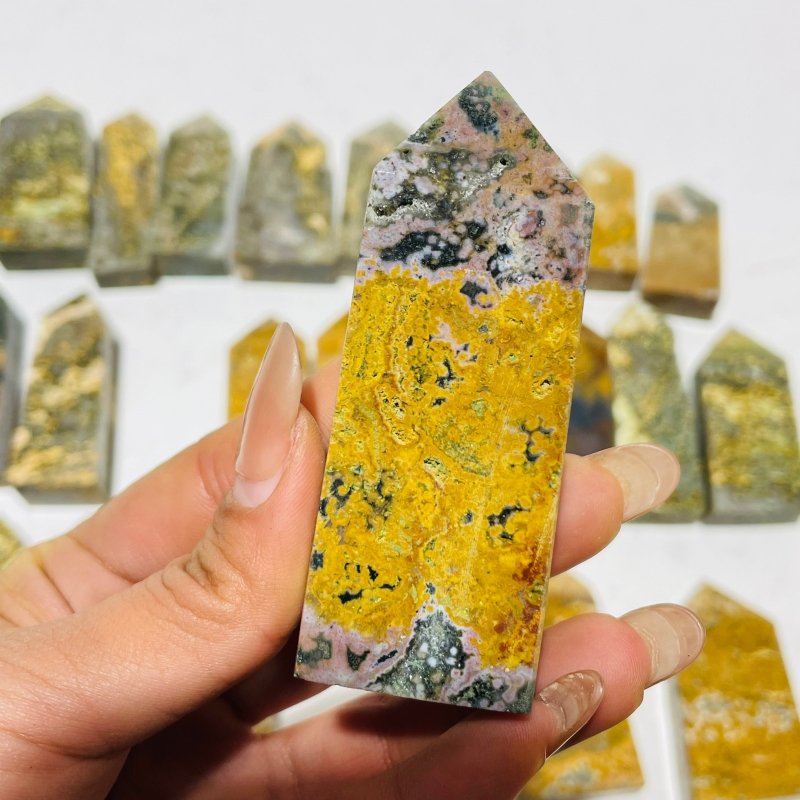 27 Pieces 8th Vein Yellow Ocean Jasper Four-Sided Points -Wholesale Crystals