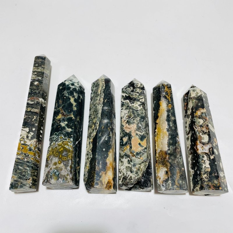 6 Pieces High Quality Grey Vein Ocean Jasper tower -Wholesale Crystals