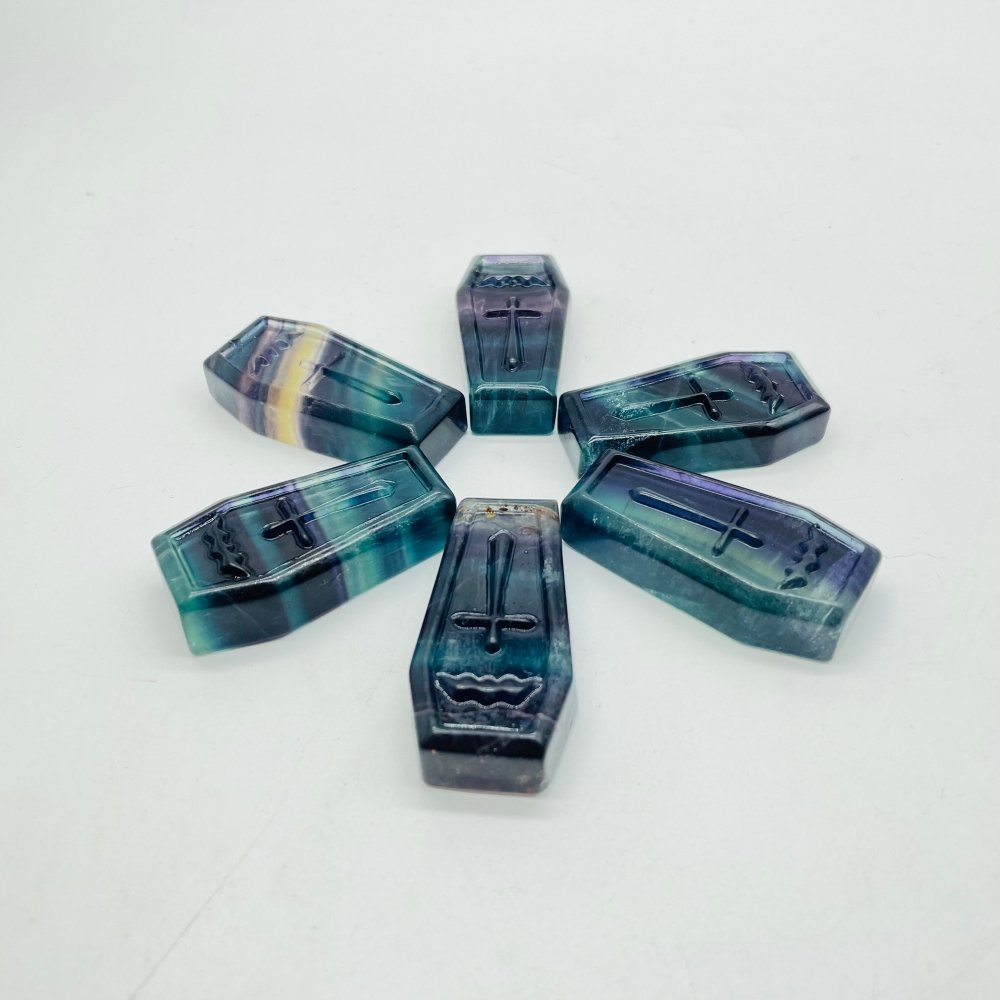 2in Rainbow Fluorite Coffin Carving Wholesale -Wholesale Crystals