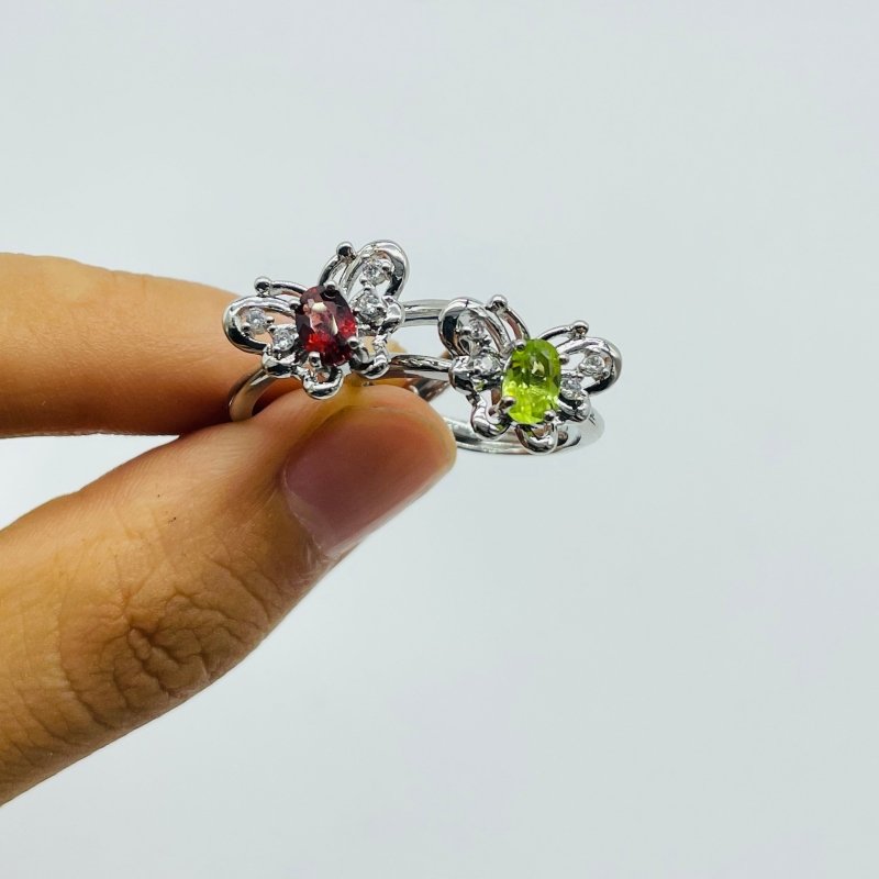 2Types Butterfly Ring Garnet Peridot Cut Faceted Stone Wholesale -Wholesale Crystals