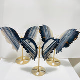 3 Pairs Beautiful Grey Stripe Agate Butterfly Carving With Stand -Wholesale Crystals