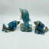 3 Pieces Beautiful Blue Onyx Dolphin Carving -Wholesale Crystals