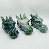 3 Pieces Beautiful Moss Agate Dragon Head -Wholesale Crystals