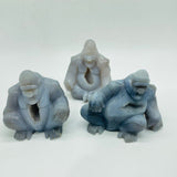 3 Pieces Geode Druzy Agate King Kong Ape Carving -Wholesale Crystals