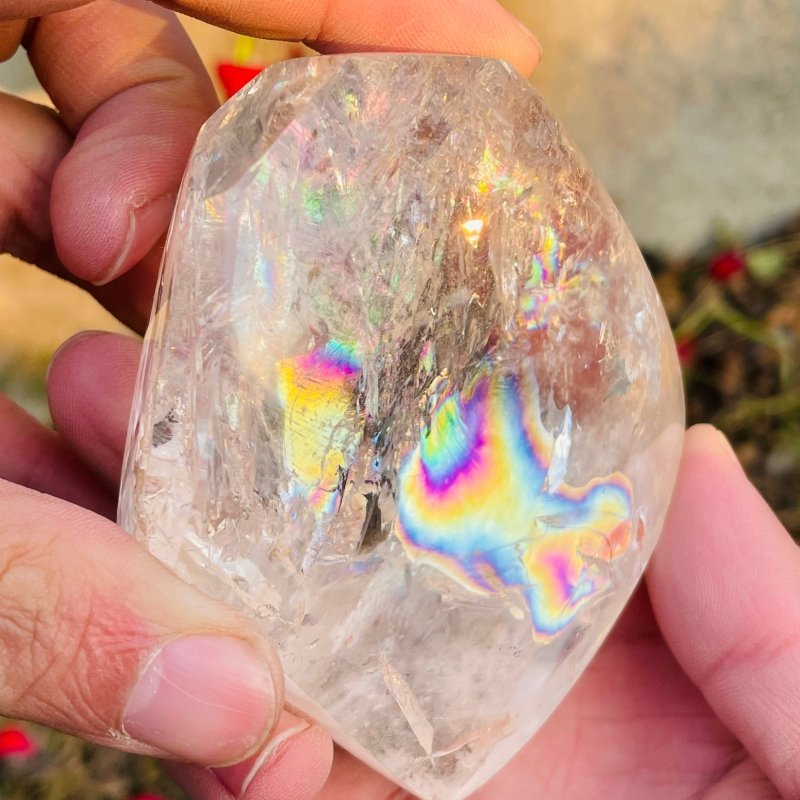 3 Pieces Large Beautiful Rainbow Polished Clear Quartz Smoky Quartz - Wholesale Crystals