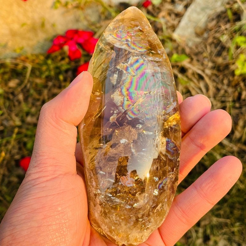 3 Pieces Large Beautiful Rainbow Polished Clear Quartz Smoky Quartz - Wholesale Crystals