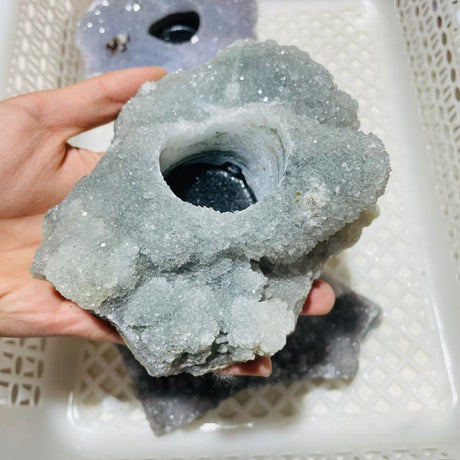 3 Pieces Large Crystal Cluster Candle Holder -Wholesale Crystals