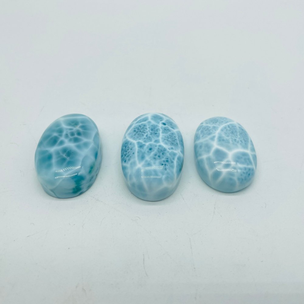 3 Pieces Semicircular Cabochon Larimar DIY Charms Dominican Republic Larimar -Wholesale Crystals