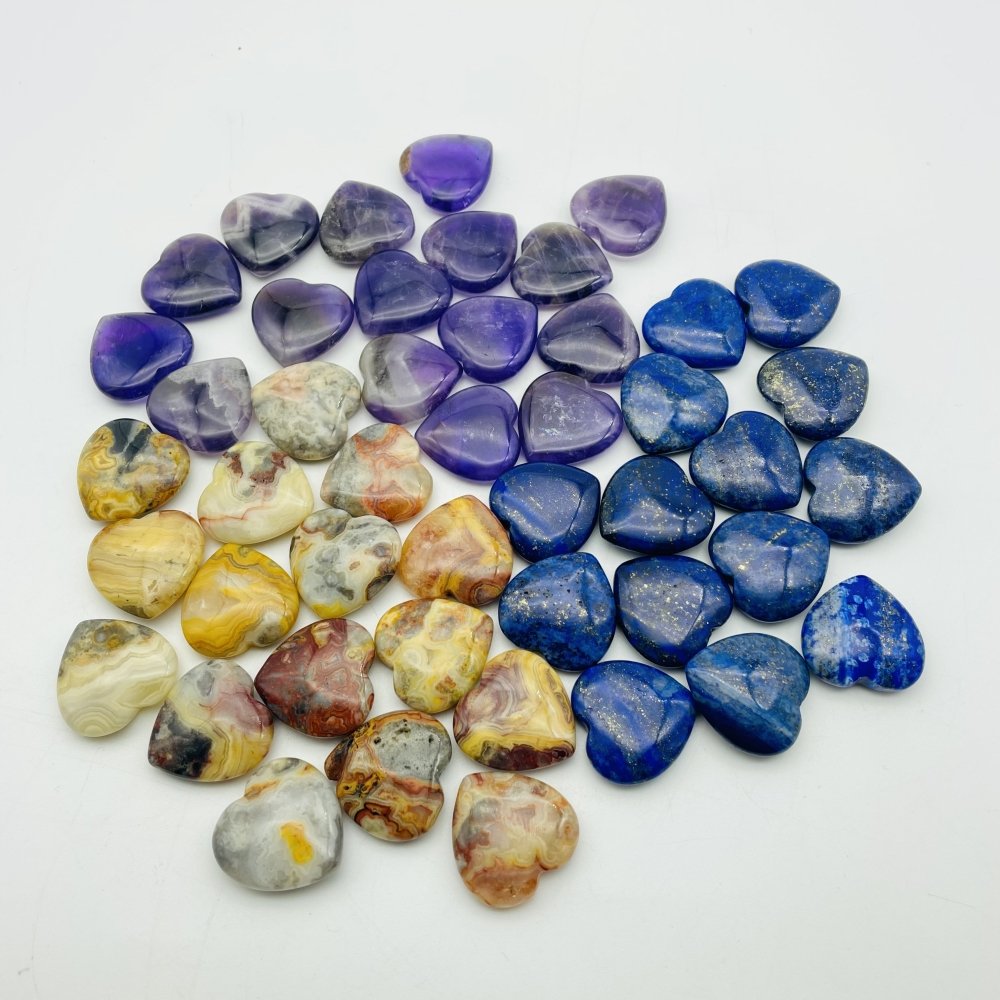 3 Types Crystal Heart Wholesale Lapis lazuli Amethyst Crazy Agate Heart -Wholesale Crystals