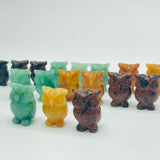 3 Types Mini Owl Carving Wholesale Green Aventurine & Red Obsidian -Wholesale Crystals