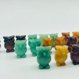 3 Types Mini Owl Carving Wholesale Green Aventurine & Red Obsidian -Wholesale Crystals