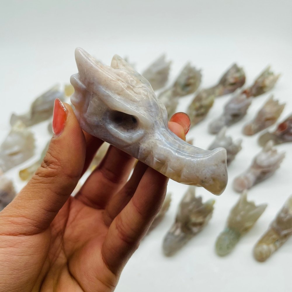 30 Pieces Sakura Agate Dragon Head Carving -Wholesale Crystals