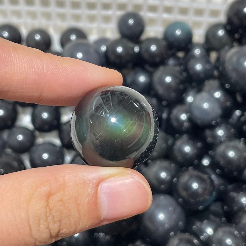 318 Pieces Rainbow Cat Eye Obsidian Spheres -Wholesale Crystals