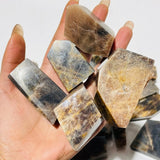 32 Pieces Black Rainbow Sun Stone With Hematite Free Form -Wholesale Crystals