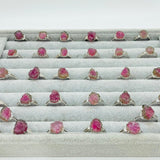 32 Pieces S925 Raw Watermelon Tourmaline Different Styles Ring -Wholesale Crystals