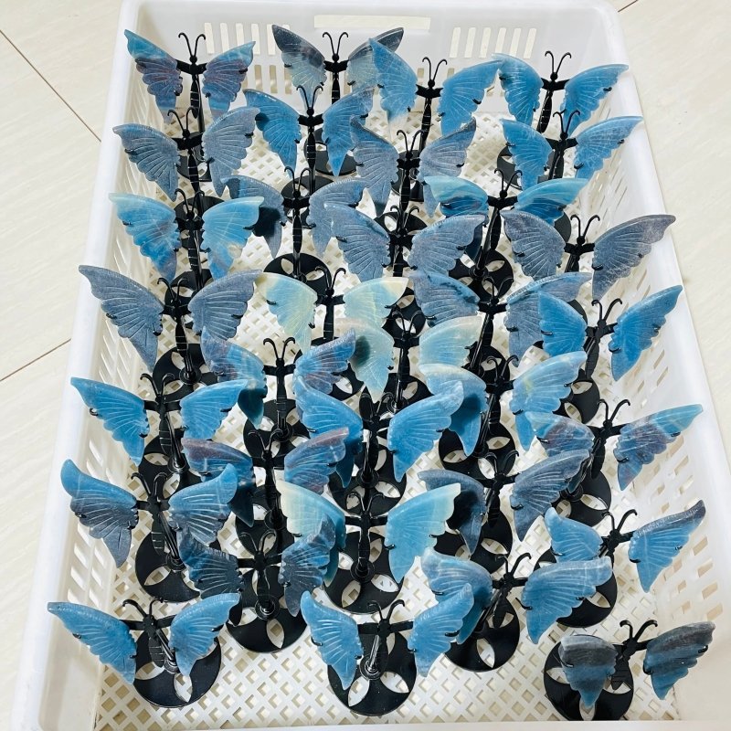 33 Pairs Beautiful Small Trolleite Butterfly Carving With Stand - Wholesale Crystals