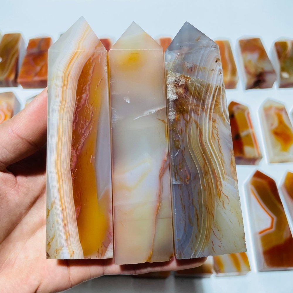 35 Pieces Beautiful Stripe Carnelian Points -Wholesale Crystals