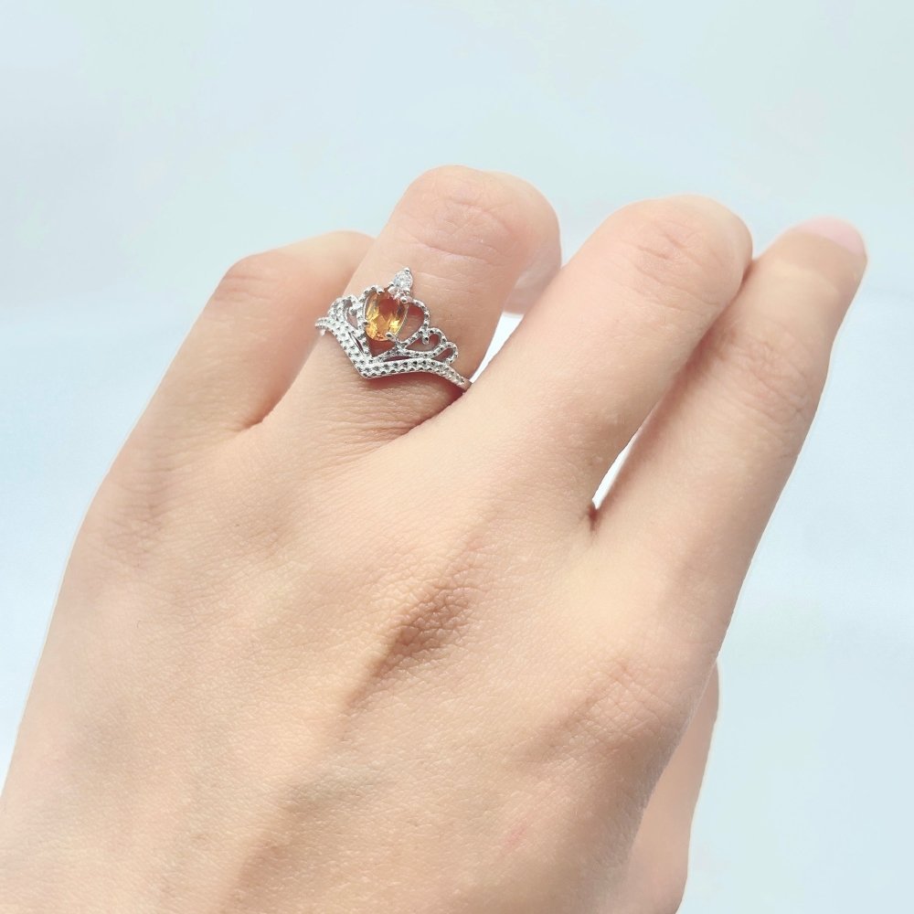 Two Styles Crown S925 Sterling Silver Citrine Crystal Ring Wholesale -Wholesale Crystals