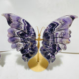 4 Pairs High Quality Large Chevron Amethyst Butterfly Carving With Stand -Wholesale Crystals