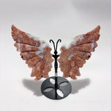 4 Pairs Natural Pink Agate Butterfly Wing Crystal Carving With Stand -Wholesale Crystals
