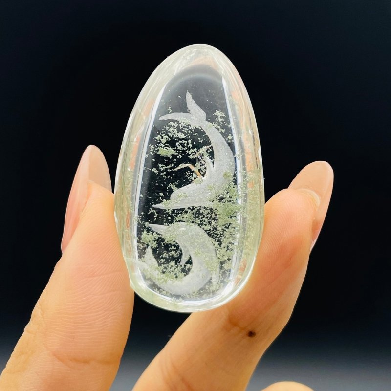 4 Pieces Beautiful Dolphin Garden Quartz Inner Scene Carving -Wholesale Crystals